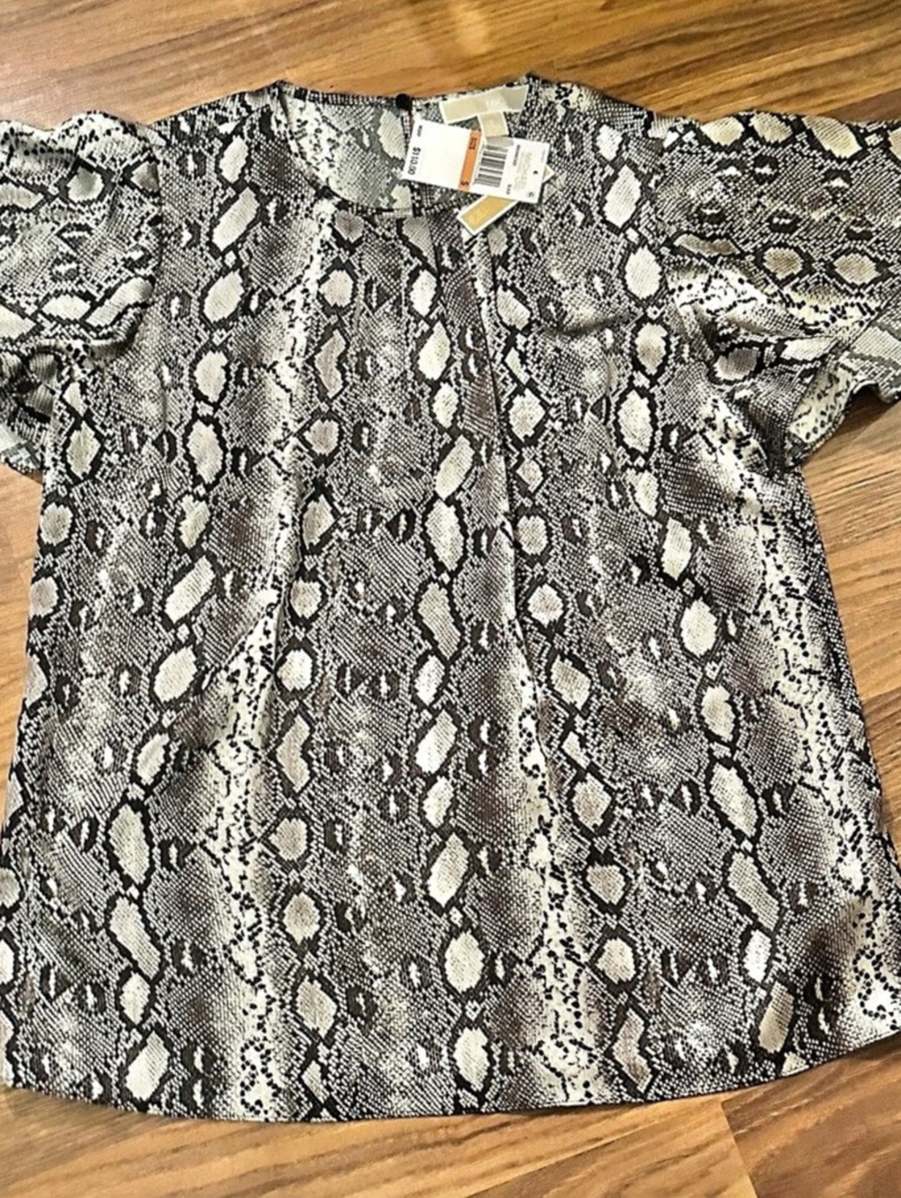 Michael Kors Snakeskin Print Blouse in Gray & Black Small NWT